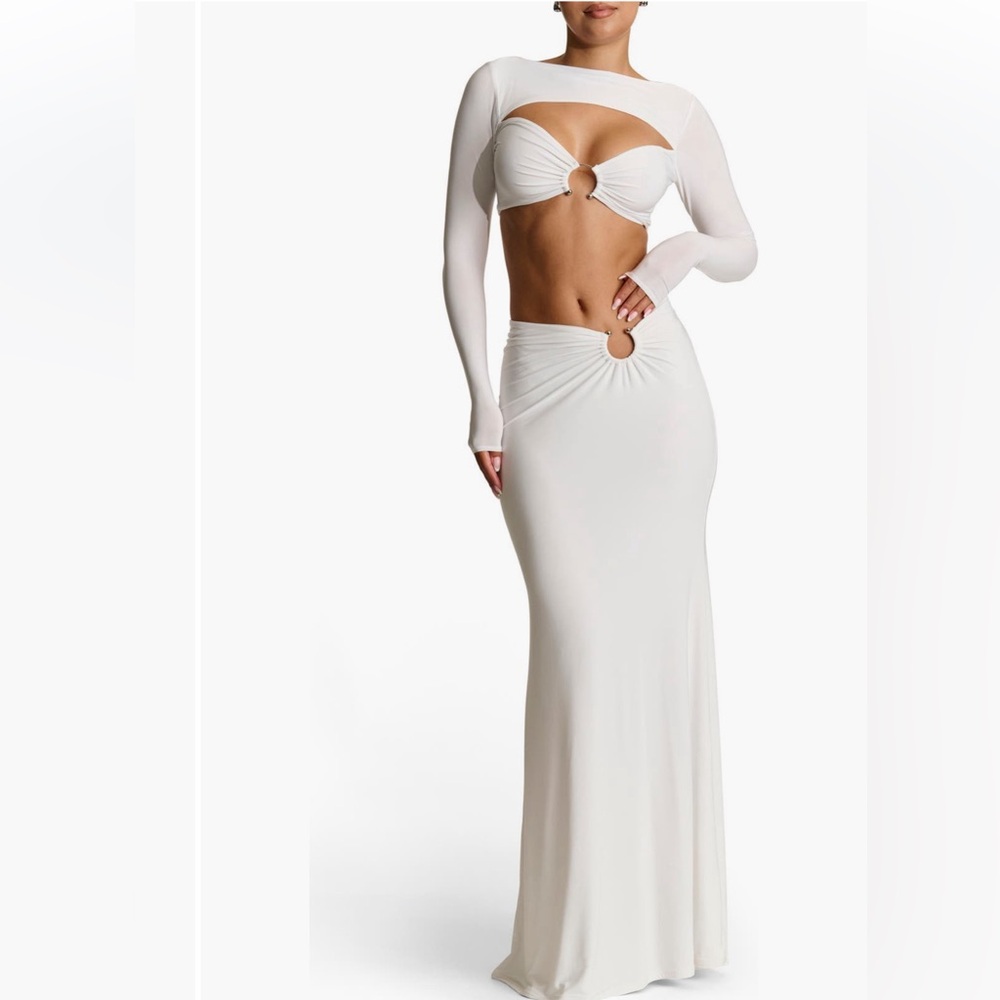 Naked Wardrobe White Ring Detail Cutout Skirt Set